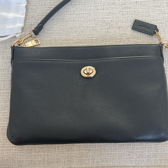 Coach Women's Polished Pebble Polly Crossbody Bag in Black - Picture 4 of 14
